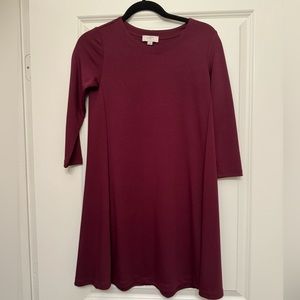 LOFT Burgundy long sleeve dress